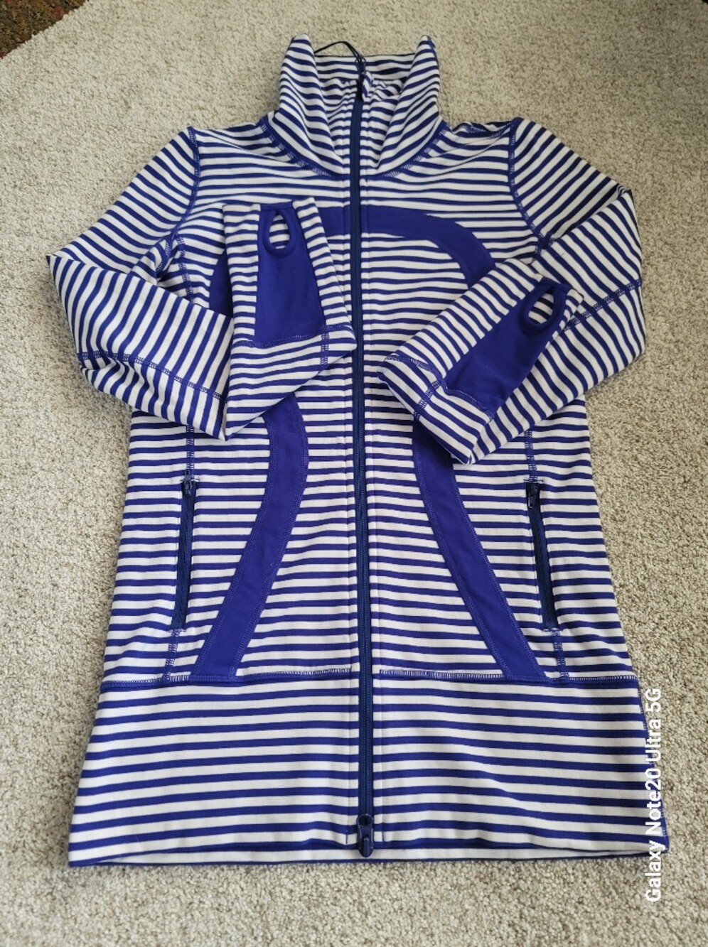 Lululemon Blue and White Striped Zip-Up Jacket